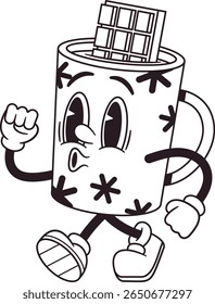 Hot chocolate black-and-white cup character