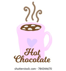 Hot chocolate bleu cup with marshmallow on white background vector illustration a desing