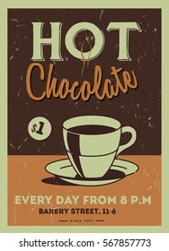 Hot Chocolate Caffee Or Barretro Poster Template Vector Illustration For Events