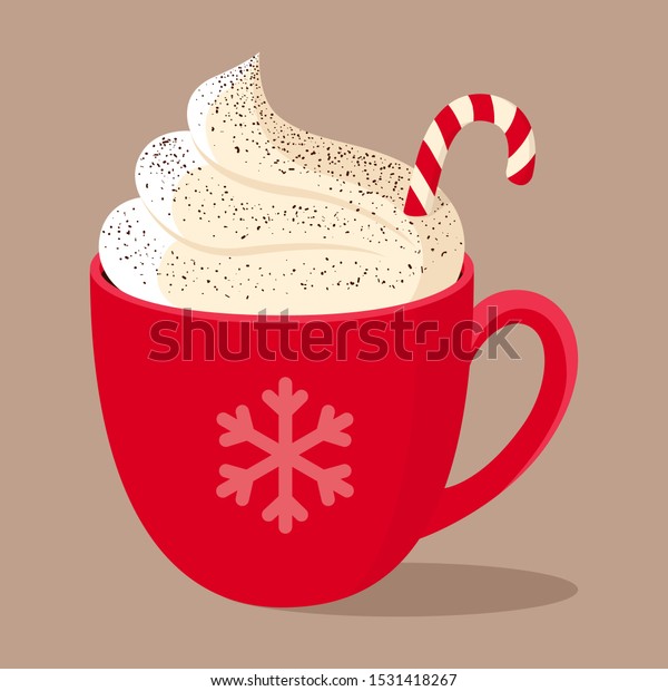 Hot Chocolate Christmas Candy Cane Whipped Stock Vector (Royalty Free ...