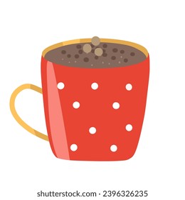 Hot chocolate with christmas cup ilustration for children book or flash card. A simple flat vector design 