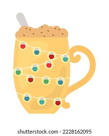 hot chocolate in christmas lights mug