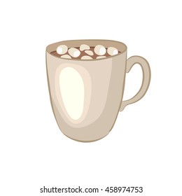 Hot chocolate. Cocoa souffle. Cartoon icon. Isolated object on a white background. Vector illustration.