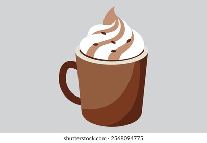 Hot Chocolate Cream With Cup Flat Illustrations
