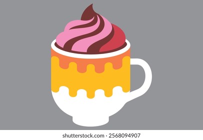 Hot Chocolate Cream With Cup Flat Illustrations
