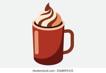 Hot Chocolate Cream With Cup Flat Illustrations
