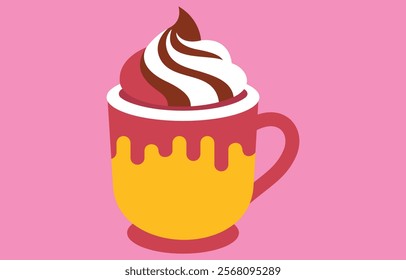 Hot Chocolate Cream With Cup Flat Illustrations
