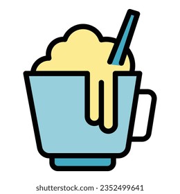 Hot chocolate cup icon outline vector. Candy food. Cake cupcake color flat