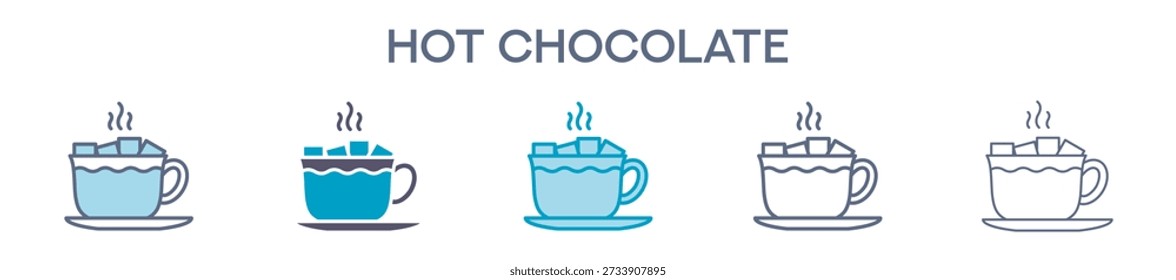 Icono de taza de chocolate caliente � línea de bebida de cacao caliente Ilustración vectorial
