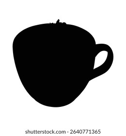 Hot chocolate cup silhouette with whipped cream isolated on white background