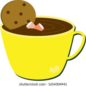 Hot chocolate cup sweet candy vector