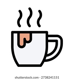 Hot Chocolate Cup Vector Icon, User Interface Related Lineal Colour Style Vector Icon.