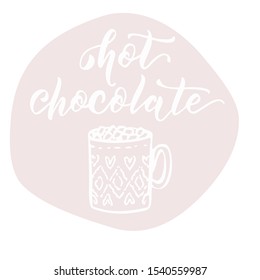 Hot Chocolate Doodle Icon, Hygge Scandinavian Style Vector Hand Drawn Illustration.