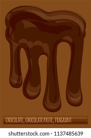 Hot chocolate drains, chocolate paste, drops, puddles, frames. Colorful hand drawn vector stock illustration.