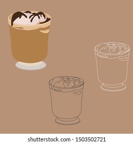 Hot chocolate drink in a mug, isolated vector clip-art.