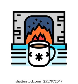 hot chocolate fireplace winter color icon vector. hot chocolate fireplace winter sign. isolated symbol illustration
