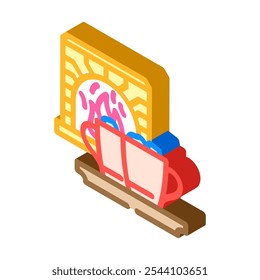 heiße Schokolade Kamin Winter isometrische Ikone Vektor. heiße Schokolade Kamin Winterzeichen. einzelne Symbolgrafik