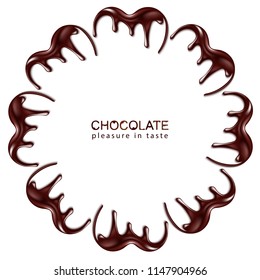 Flujos de chocolate caliente. Drogas de chocolate negro. Una flor hecha de chocolate. Ilustración vectorial.