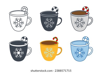 Hot Chocolate icon collection with different styles. Winter Christmas cups with drinks icon symbol vector illustration isolated on white background