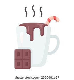 Icono de chocolate caliente. chocolate caliente, chocolate, bebida, bebida caliente, bebida, taza, taza, invierno, dulce, postre. Ilustración de icono de Vector