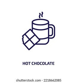 hot chocolate icon from food collection. Thin linear hot chocolate, tea, drink outline icon isolated on white background. Line vector hot chocolate sign, symbol for web and mobile