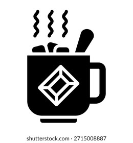 Ilustración vectorial de glifo de icono de chocolate caliente