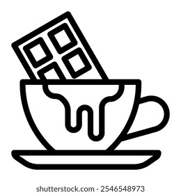 Hot chocolate icon line style transparent