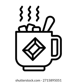 Ilustración vectorial de línea de icono de chocolate caliente