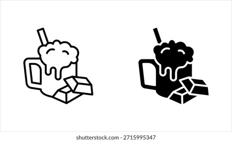 Conjunto de iconos de chocolate caliente. bebida caliente, bebida, taza, taza, invierno, dulce, postre. Ilustración vectorial sobre fondo blanco