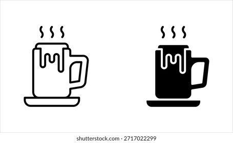 Conjunto de iconos de chocolate caliente. bebida caliente, bebida, taza, taza, invierno, dulce, postre. Ilustración vectorial sobre fondo blanco