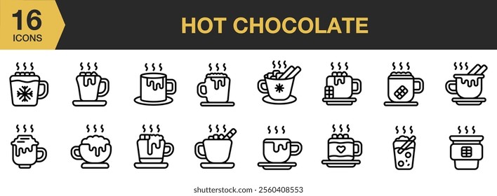 Hot Chocolate icon set. Outline icons vector collection.