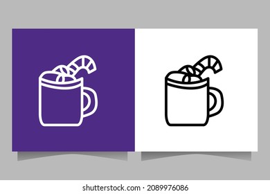 Hot chocolate icon .Sign Christmas element. Outline vector collection.