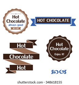 Hot chocolate labels, badges and design elements. Vector illustration