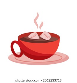 hot chocolate with mallows isolated .vector illustration