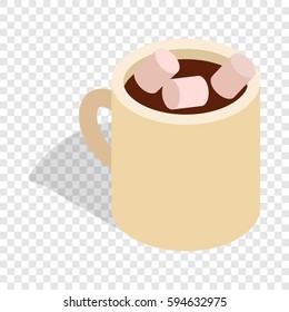 Hot Chocolate With Marshmallows In A Ceramic Cup Isometric Icon 3d On A Transparent Background Vector Illustration