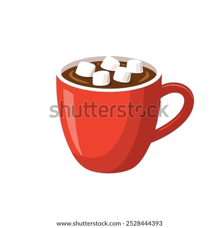 Hot Chocolate with Marshmallows in Red Mug