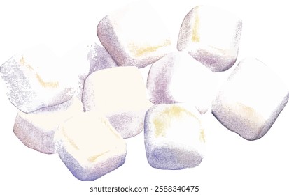 Hot chocolate with marshmallows watercolor  illustration vector isolated on white background
