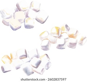 Hot chocolate with marshmallows watercolor  illustration vector isolated on white background
