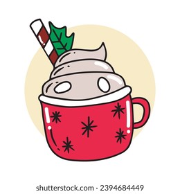 hot chocolate with marsmellow on christmas celebration