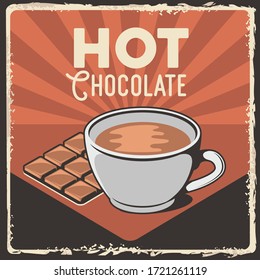 Hot Chocolate Mug Rustic Classic Retro Vintage Signage Poster Vector