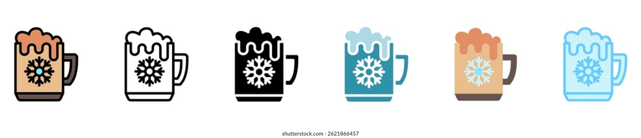 hot chocolate multi style, mini illustration icon set. use for modern concept, print, UI, UX kit, web and app development. Vector EPS 10, related to winter, cold season.