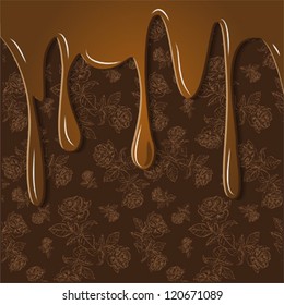 hot chocolate  on floral vintage background vector