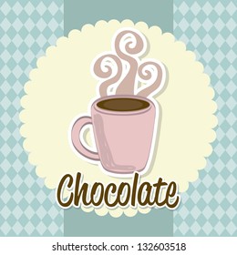 hot chocolate over blue background. vector illustration