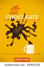 Hot chocolate poster design. Vector illustration.