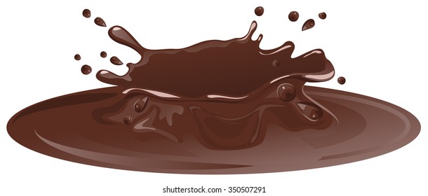 Hot Chocolate Puddle. Brown Chocolate Splash. Isolated Illustration In Vector Format