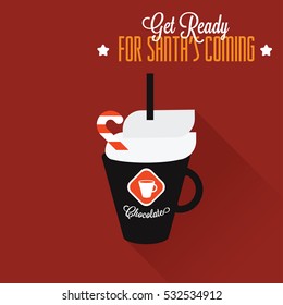 Hot chocolate in red background