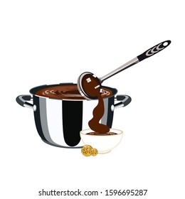 Hot chocolate in a saucepan