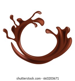Hot chocolate splash in brown color isolated on white