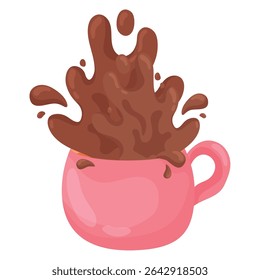 Hot chocolate splash cup. Vector illustration