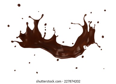 Hot chocolate splash, isolated on white background.